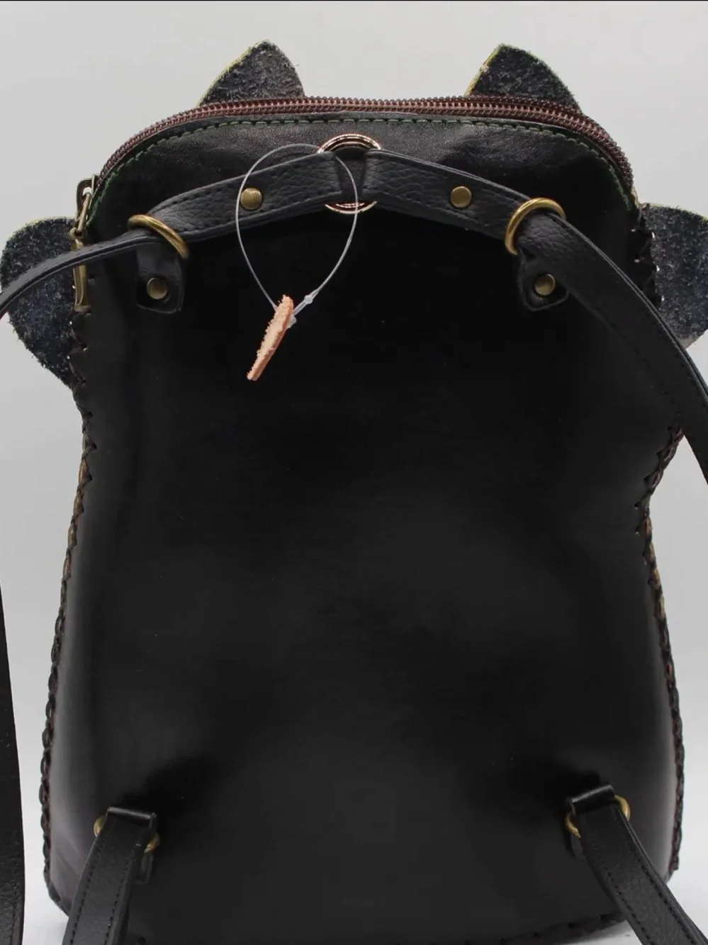 Leather Yellow and Black Cat Crossbody Bag - Cute Cat Design